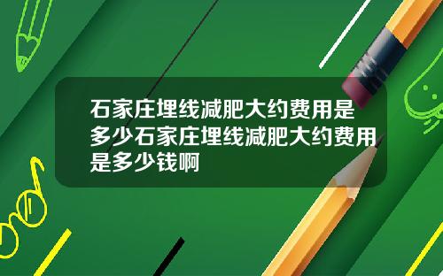 石家庄埋线减肥大约费用是多少石家庄埋线减肥大约费用是多少钱啊
