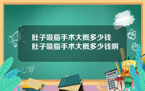 肚子吸脂手术大概多少钱 肚子吸脂手术大概多少钱啊