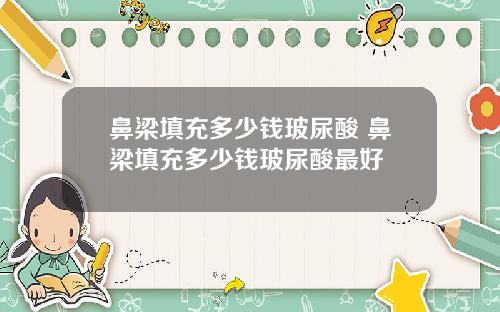 鼻梁填充多少钱玻尿酸 鼻梁填充多少钱玻尿酸最好