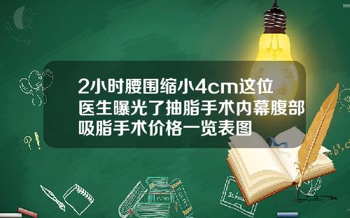 2小时腰围缩小4cm这位医生曝光了抽脂手术内幕腹部吸脂手术价格一览表图