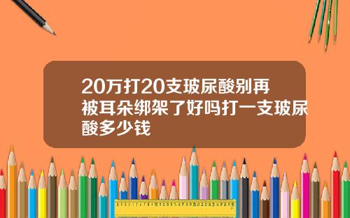 20万打20支玻尿酸别再被耳朵绑架了好吗打一支玻尿酸多少钱