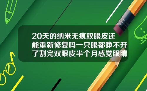 20天的纳米无痕双眼皮还能重新修复吗一只眼都睁不开了割完双眼皮半个月感觉眼睛睁不开