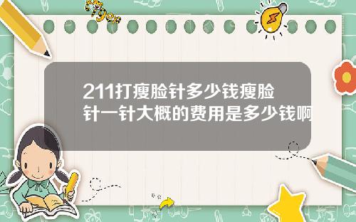 211打瘦脸针多少钱瘦脸针一针大概的费用是多少钱啊