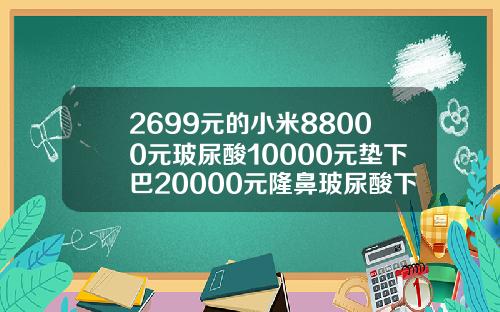 2699元的小米88000元玻尿酸10000元垫下巴20000元隆鼻玻尿酸下巴多少钱一支