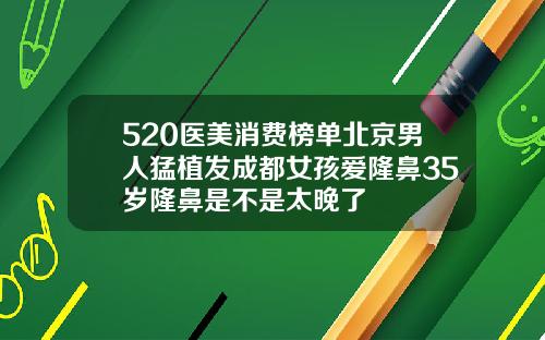 520医美消费榜单北京男人猛植发成都女孩爱隆鼻35岁隆鼻是不是太晚了