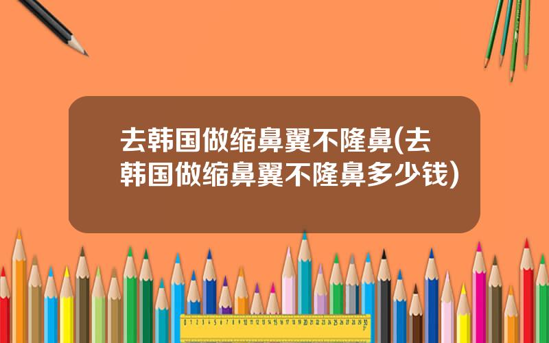 去韩国做缩鼻翼不隆鼻(去韩国做缩鼻翼不隆鼻多少钱)